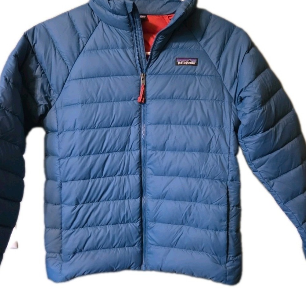 Patagonia Kids Down Feather Jacket Blue Puffer Full Zip Size Medium 10